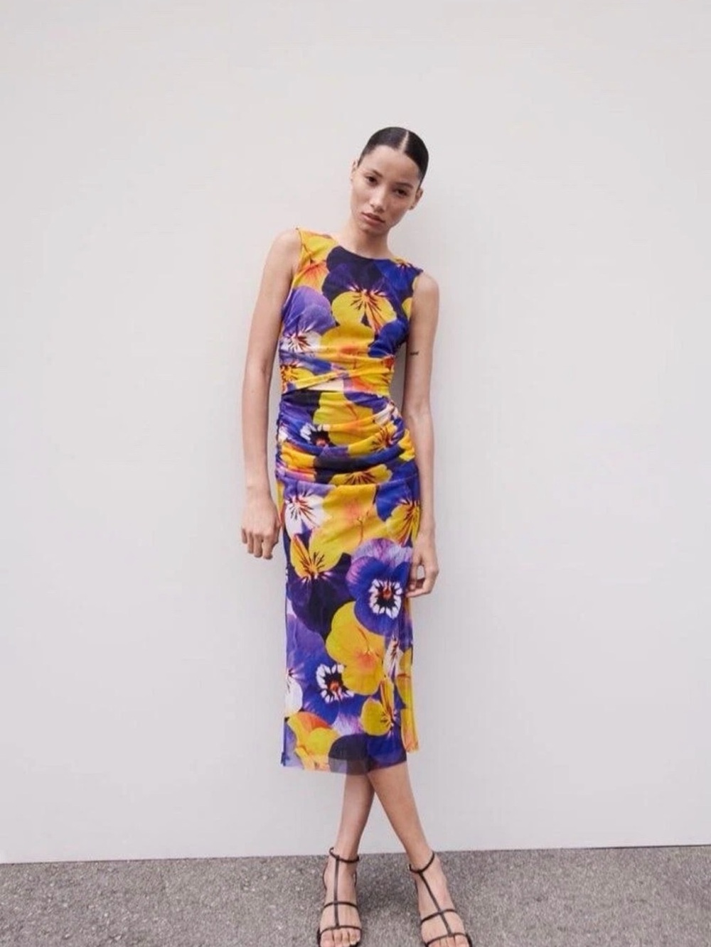 ZARA NEW ❗️PRINTED TULLE DRESS SIZE MEDIUM MULTICOLORED FLOWER DRESS